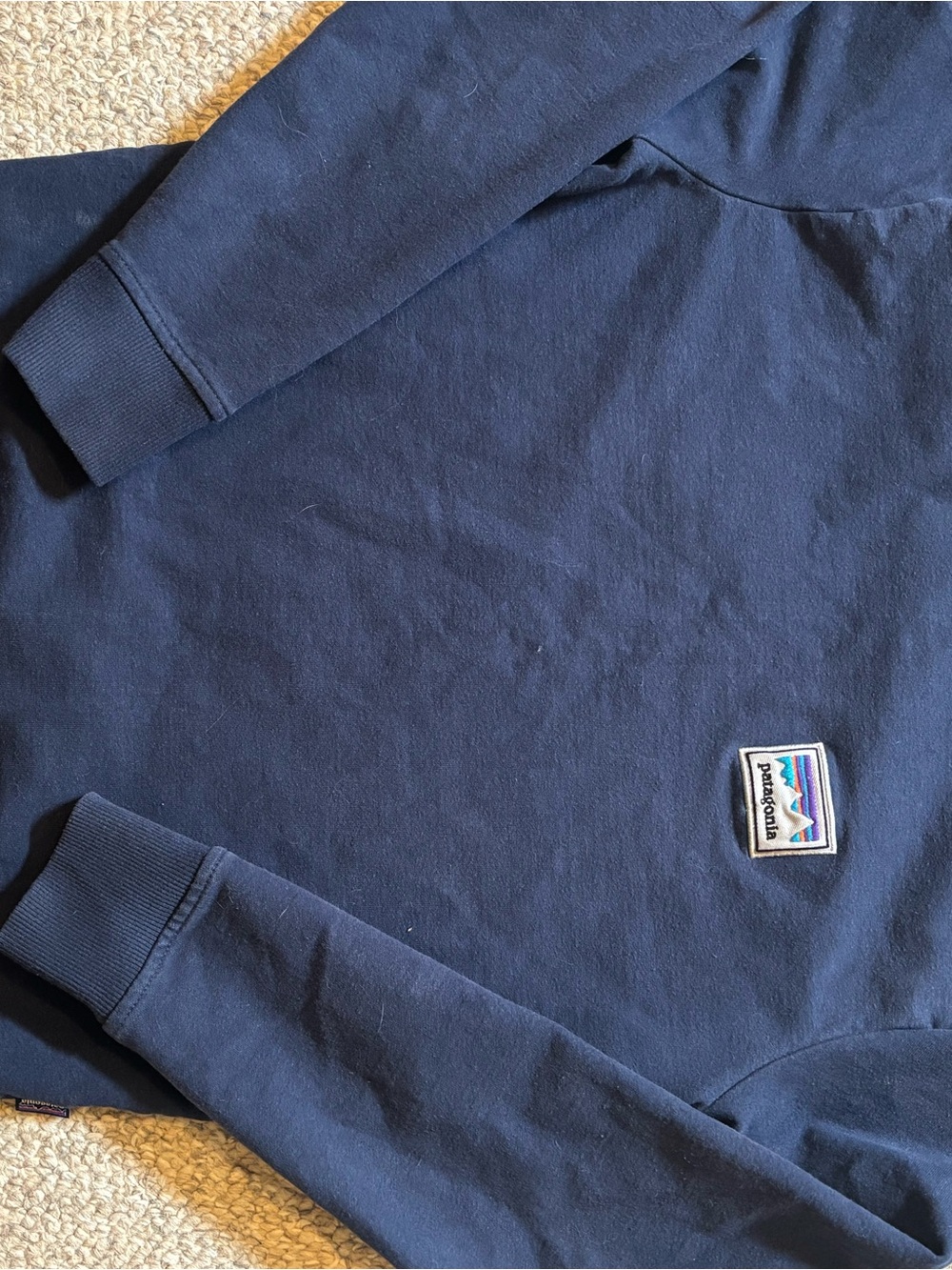 Patagonia Men's Navy Crewneck Sweatshirt with Logo Patch